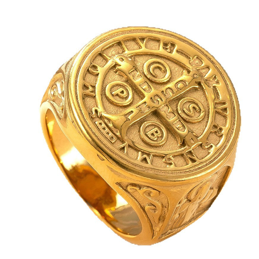 Goldener Kompass-Herrenring