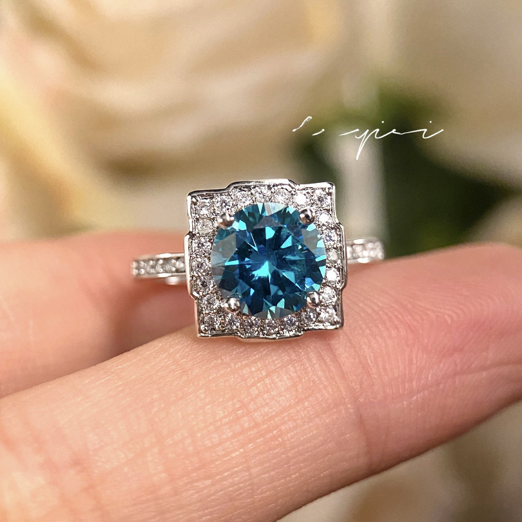 Luxuriöses Grün/Blau Ring-Set