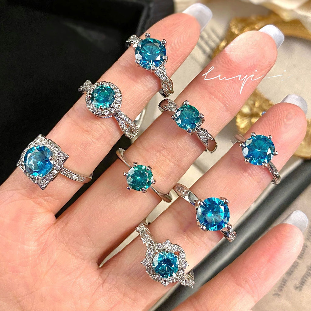 Luxuriöses Grün/Blau Ring-Set