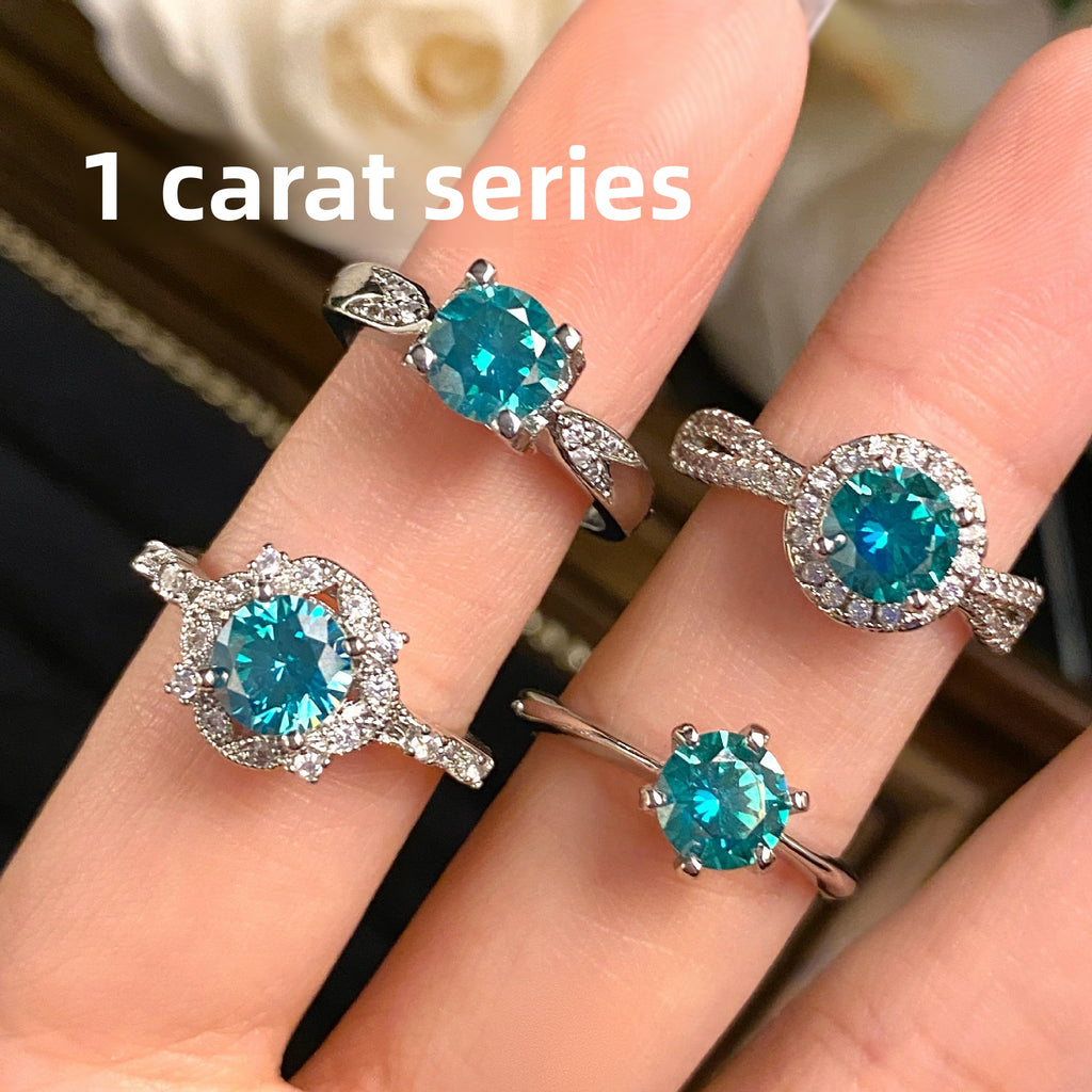 Luxuriöses Grün/Blau Ring-Set