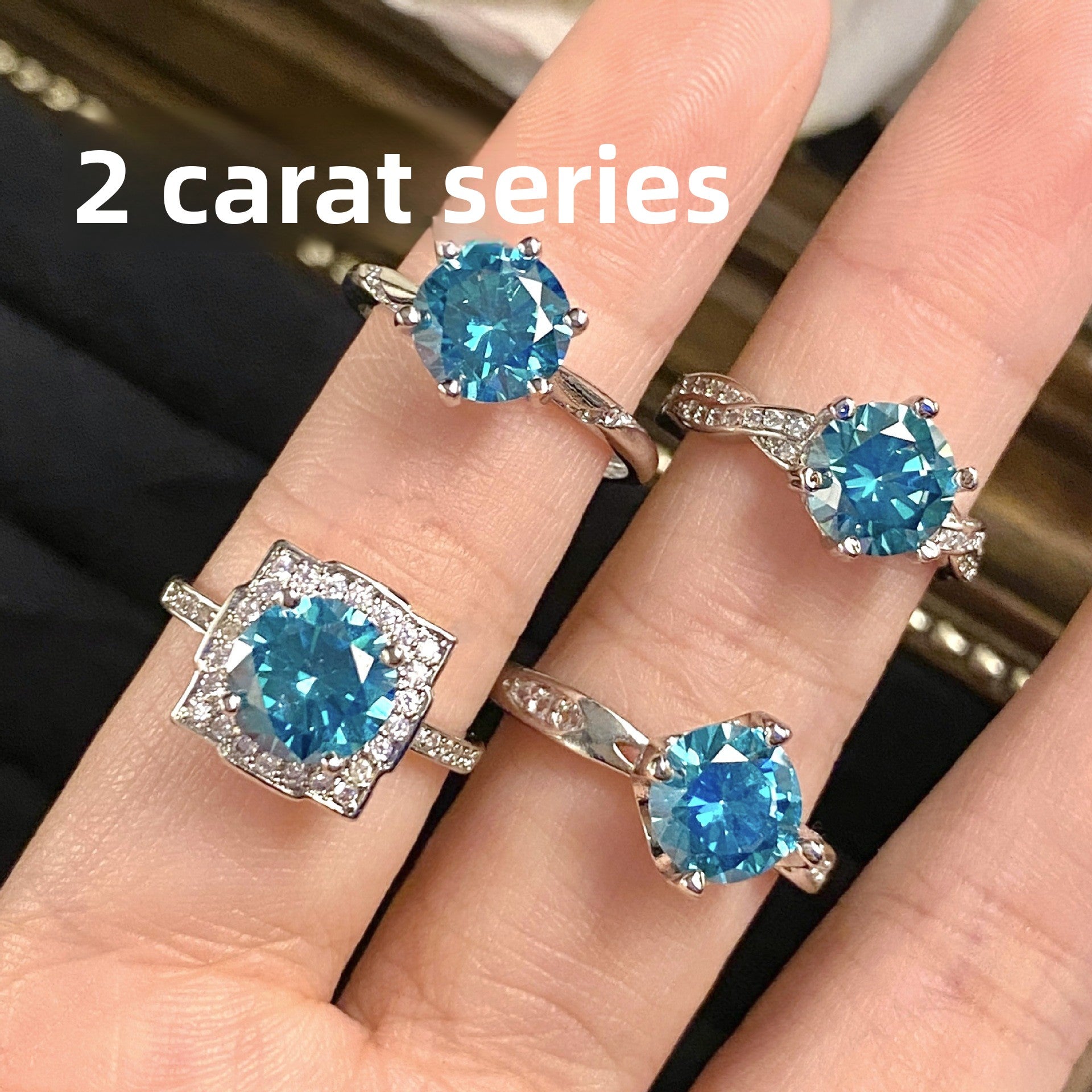 Luxuriöses Grün/Blau Ring-Set