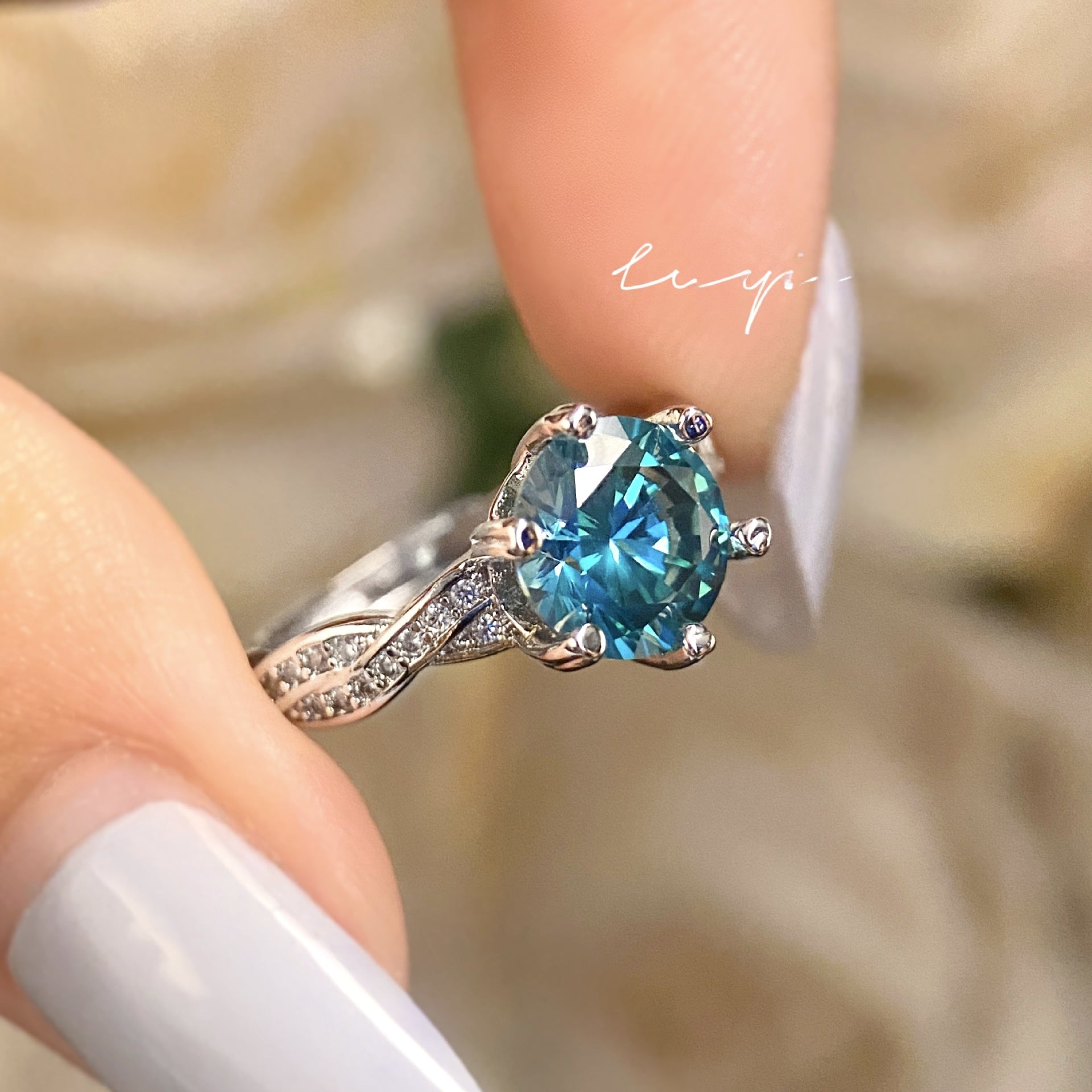 Luxuriöses Grün/Blau Ring-Set