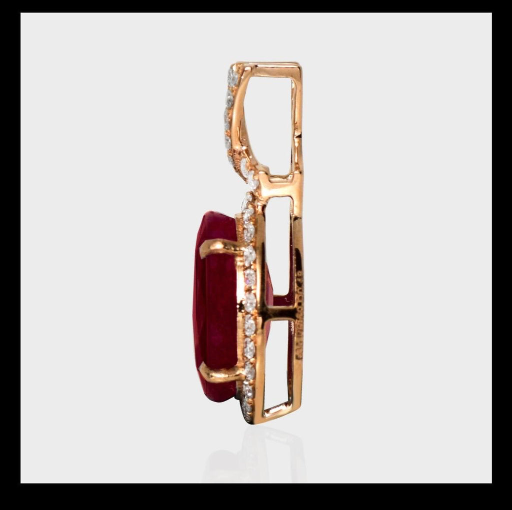 Rubin-Anhänger 5,24 ct in 14 kt Roségold mit Diamanten